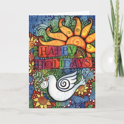 幸せな休日の平和鳩のクリスマスカード シーズンカード (正面)