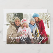 幸せな休日の手書き白いスクリプトフォト シーズンカード (正面)