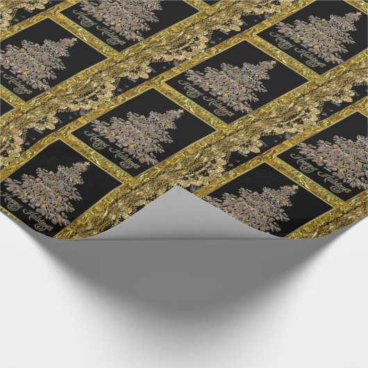 幸せな休日の木のビクトリア時代の人のクリスマス ラッピングペーパー (角)