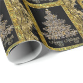 幸せな休日の木のビクトリア時代の人のクリスマス ラッピングペーパー (ロールコーナー)