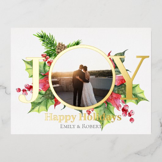 幸せな休日の水の緑の写真と緑 箔シーズンポストカード (正面)