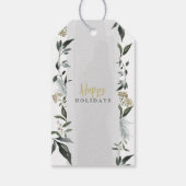 幸せな休日の水の色の葉クリスマス ギフトタグ (裏面)