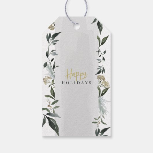 幸せな休日の水の色の葉クリスマス ギフトタグ (裏面)