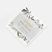 幸せな休日の水の色の葉クリスマス スタンダードランチョンナプキン (角)