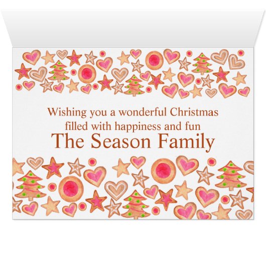 幸せな休日の水彩画のジンジャーブレッドのクッキー (内部横(下))