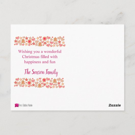 幸せな休日の水彩画のジンジャーブレッドのクッキー ポストカード (裏面)