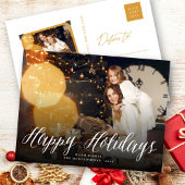 幸せな休日の白い原稿の休日の写真の郵便はがき シーズンポストカード