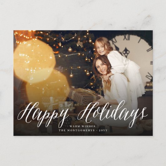 幸せな休日の白い原稿の休日の写真の郵便はがき シーズンポストカード (正面)