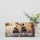 幸せな休日の白い原稿の写真の上敷の挨拶 シーズンカード (スタンド正面)