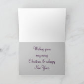 幸せな休日の紫色の緑の装飾 シーズンカード (内部)