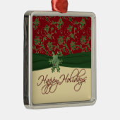 幸せな休日の赤いおよび緑の優れたオーナメント メタルオーナメント (右)