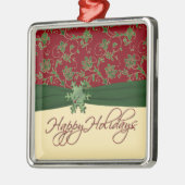 幸せな休日の赤いおよび緑の優れたオーナメント メタルオーナメント (左)