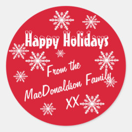 幸せな休日の赤と雪 ラウンドシール