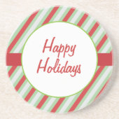 幸せな休日の赤、緑及び灰色のストライプ コースター (正面)