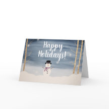幸せな休日の雪だるまのクリスマスカード