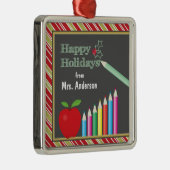 幸せな休日の黒板の先生 メタルオーナメント (右)