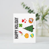 幸せな休日のTシャツおよびギフト シーズンポストカード (スタンド正面)