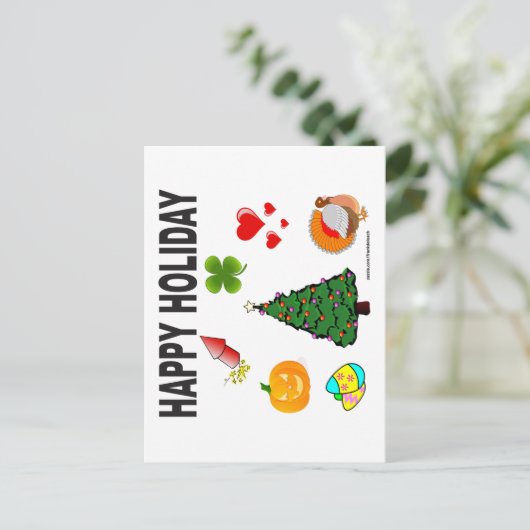 幸せな休日のTシャツおよびギフト シーズンポストカード (スタンド正面)