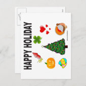 幸せな休日のTシャツおよびギフト シーズンポストカード (正面/裏面)