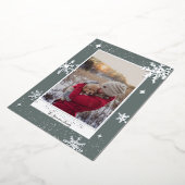 幸せな休日は雪の青の写真を星 箔シーズンカード (回転した状態)