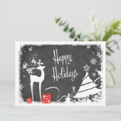 幸せな休日カード|フェイクな黒板、シカ シーズンカード (スタンド正面)