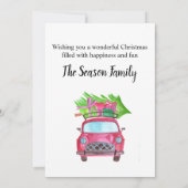 幸せな休日クラシックな車の水彩画 招待状 (裏面)