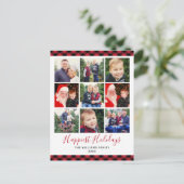 幸せな休日モダンレッドバッファローフォトコラージュ シーズンポストカード (スタンド正面)