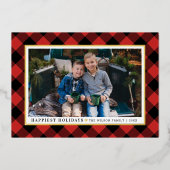 幸せな休日レッドバッファロープライド写真金ゴールド 箔シーズンカード (正面)