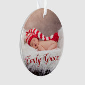 幸せな休日年/緑の雪片 オーナメント (正面)