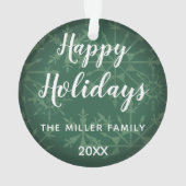 幸せな休日年/緑の雪片 オーナメント (裏面)