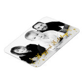 幸せな休日金ゴールドフォトホリデーカード マグネット (左側)