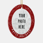 幸せな休日2の写真の赤の雪片 セラミックオーナメント (右)
