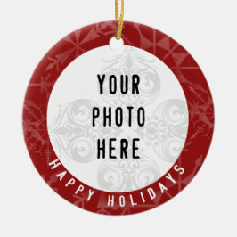 幸せな休日2の写真の赤の雪片 セラミックオーナメント
