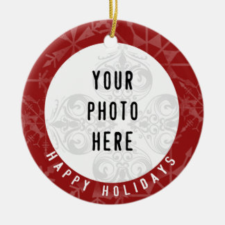 幸せな休日2の写真の赤の雪片 セラミックオーナメント