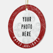 幸せな休日2の写真の赤の雪片 セラミックオーナメント (左)