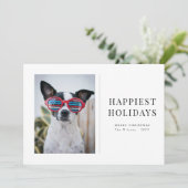 幸せな休日 おもしろい犬の写真 クリスマスカード (スタンド正面)
