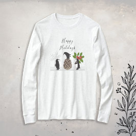 幸せな休日 かわいいペンギンのクリスマス Tシャツ