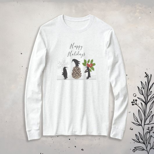 幸せな休日 かわいいペンギンのクリスマス Tシャツ