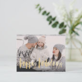 幸せな休日|のクリスマスツリーの家族写真 シーズンポストカード (スタンド正面)