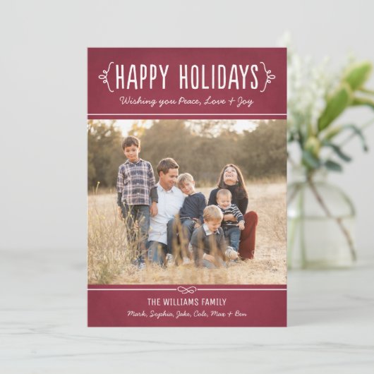 幸せな休日|の喜びの愛および平和写真 シーズンカード (スタンド正面)