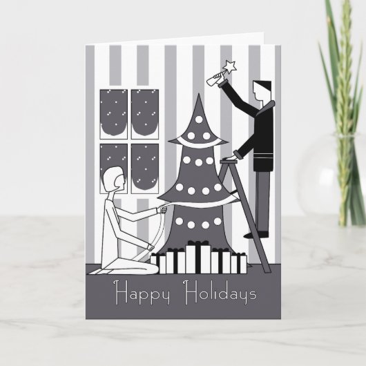 "幸せな休日"の木の飾ること シーズンカード (正面)