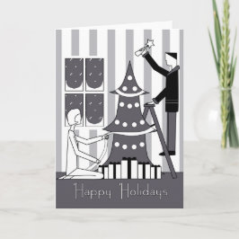 "幸せな休日"の木の飾ること シーズンカード