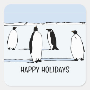 幸せな休日 ペンギン 冬 クリスマス クール スクエアシール