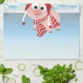 幸せな休日! 冬のブタ キッチンタオル (折り畳み)