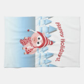 幸せな休日! 冬のブタ キッチンタオル (横)