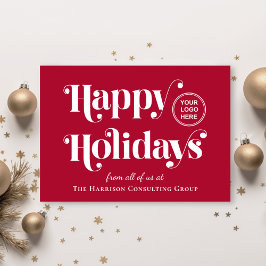 幸せな休日 赤いクリスマス ビジネス ロゴ シーズンカード