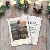 幸せな休日,金ゴールド手書き家族の写真 ノートカード