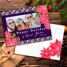 幸せな休暇と新年のポインセチアの写真 - 紫