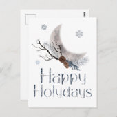 幸せな休暇 松ぼっくりと三日月 ポストカード (正面/裏面)