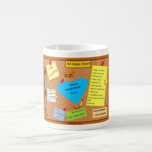 幸せな伝言板のマグのデザインがあって下さい コーヒーマグカップ (中央)